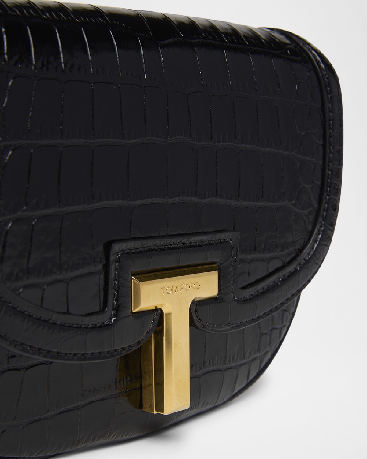 Wallis Mini Flap Shoulder Bag in Shiny Croc-Embossed Leather - 5