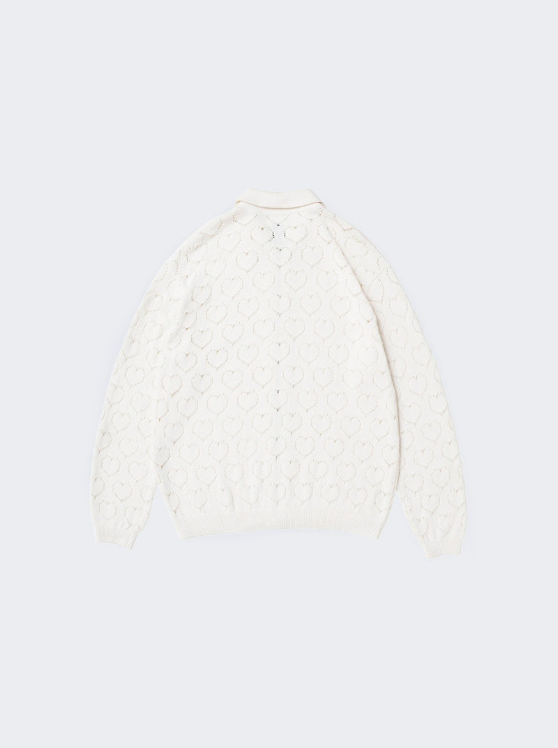 vowels Eyelet Knitted Zip-up Sweater Cream outlook