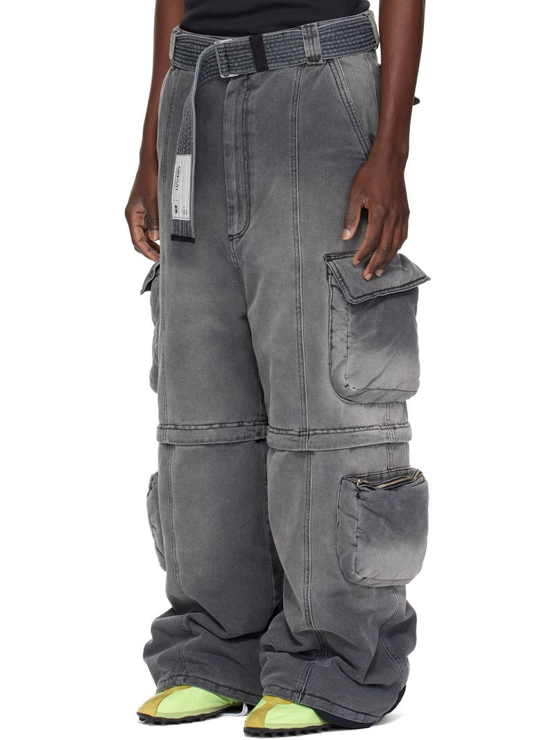LU'U DAN Gray Wadded Denim Cargo Pants outlook