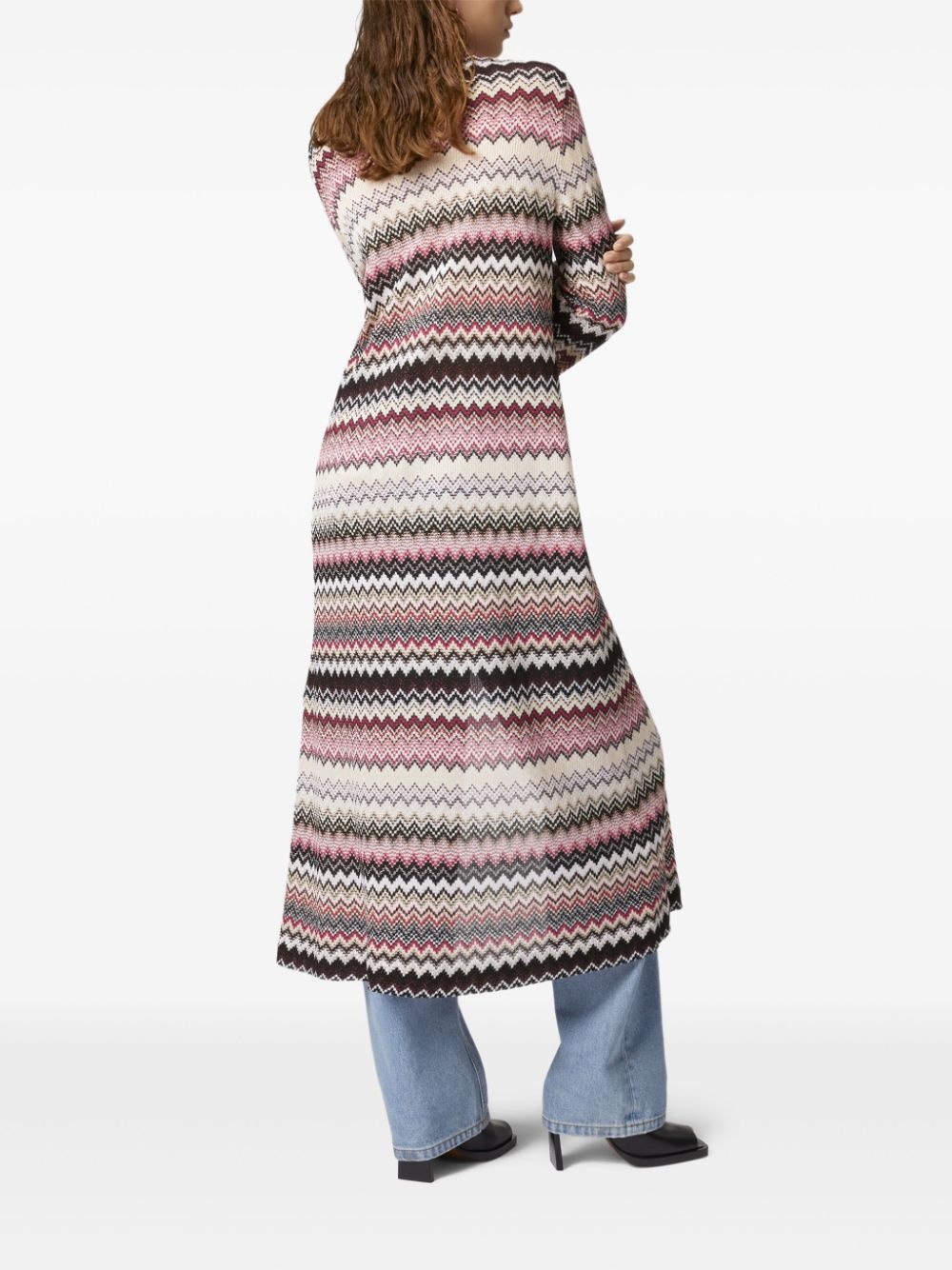 zigzag long cardigan - 3