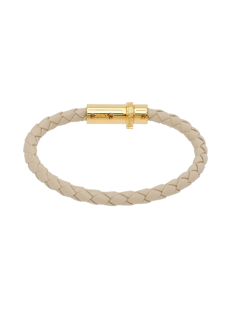 VERSACE Beige Medusa Braided Leather Bracelet outlook
