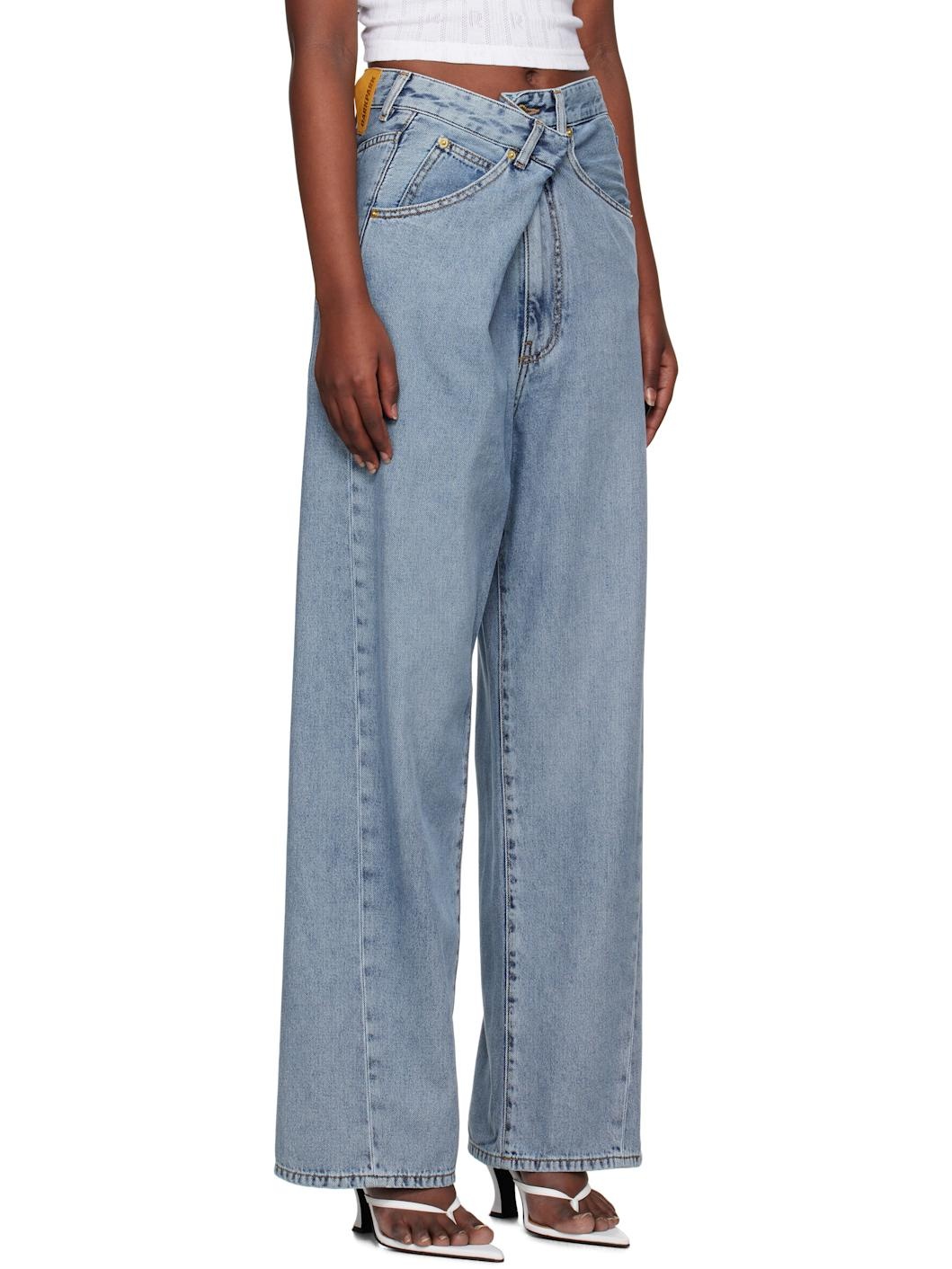 Blue Ines Fold Over Jeans - 2