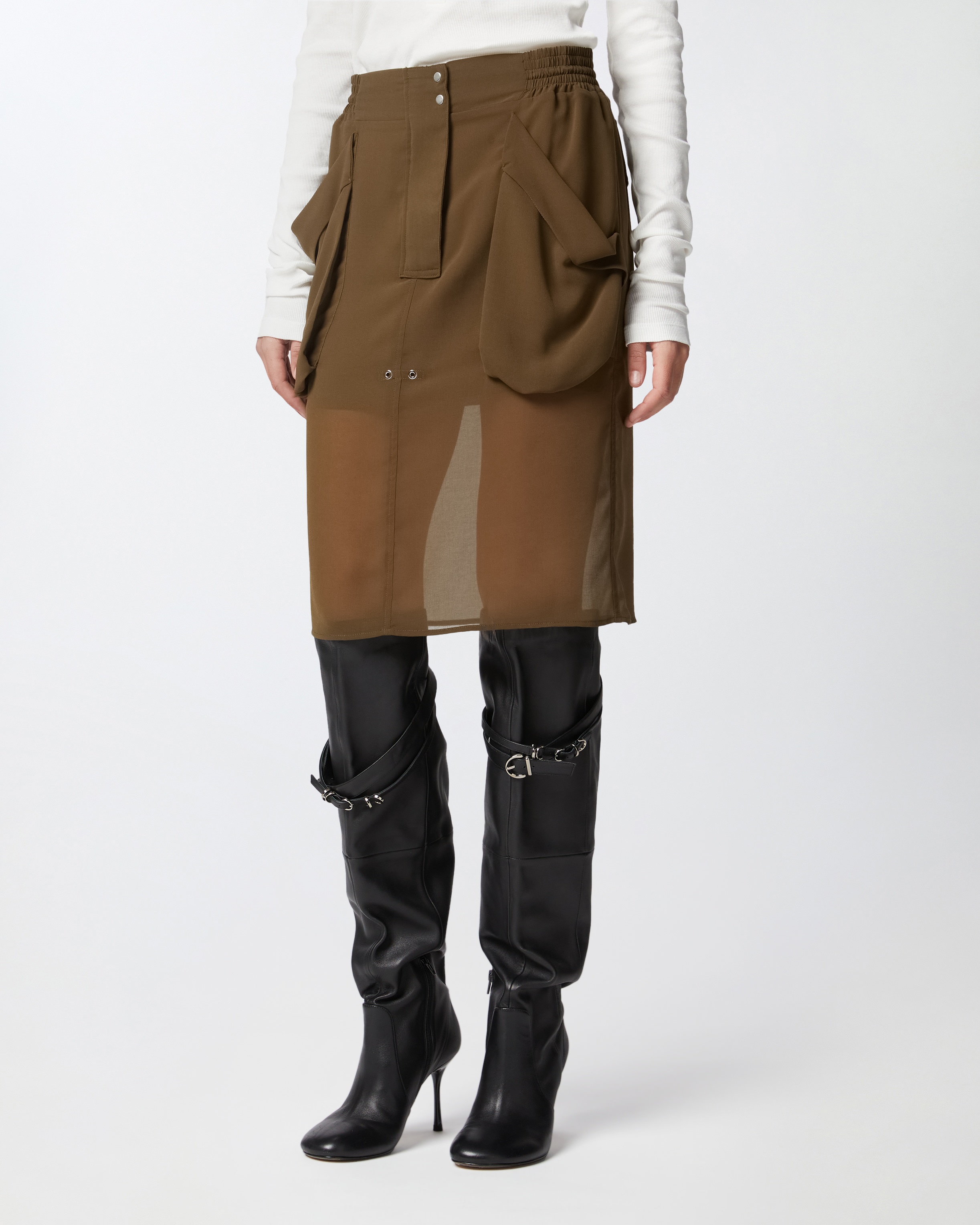TRANSPARENT MIDI SKIRT WITH MAXI POCKETS - 3