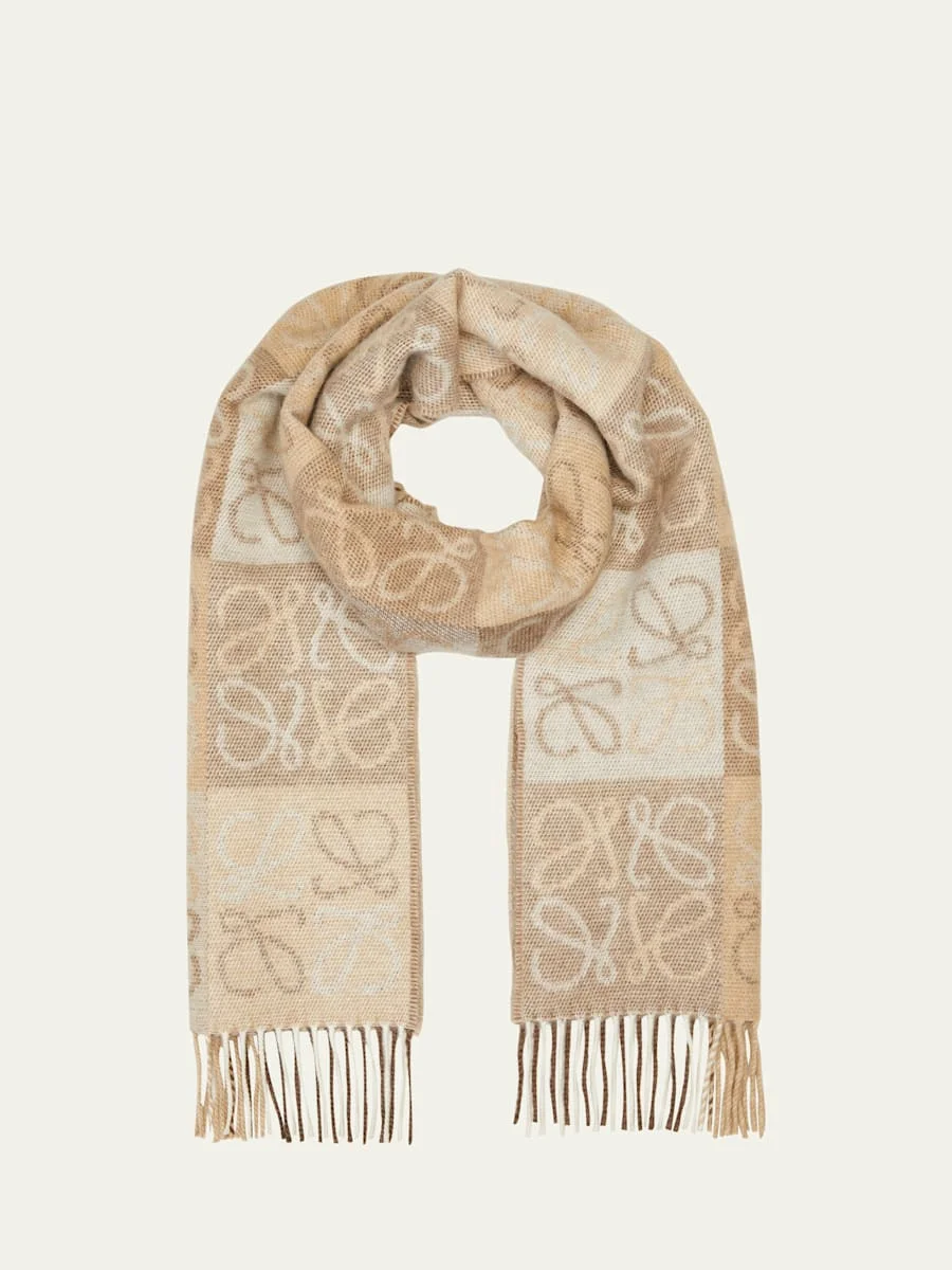 Anagram Logo Cashmere-Blend Scarf - 1