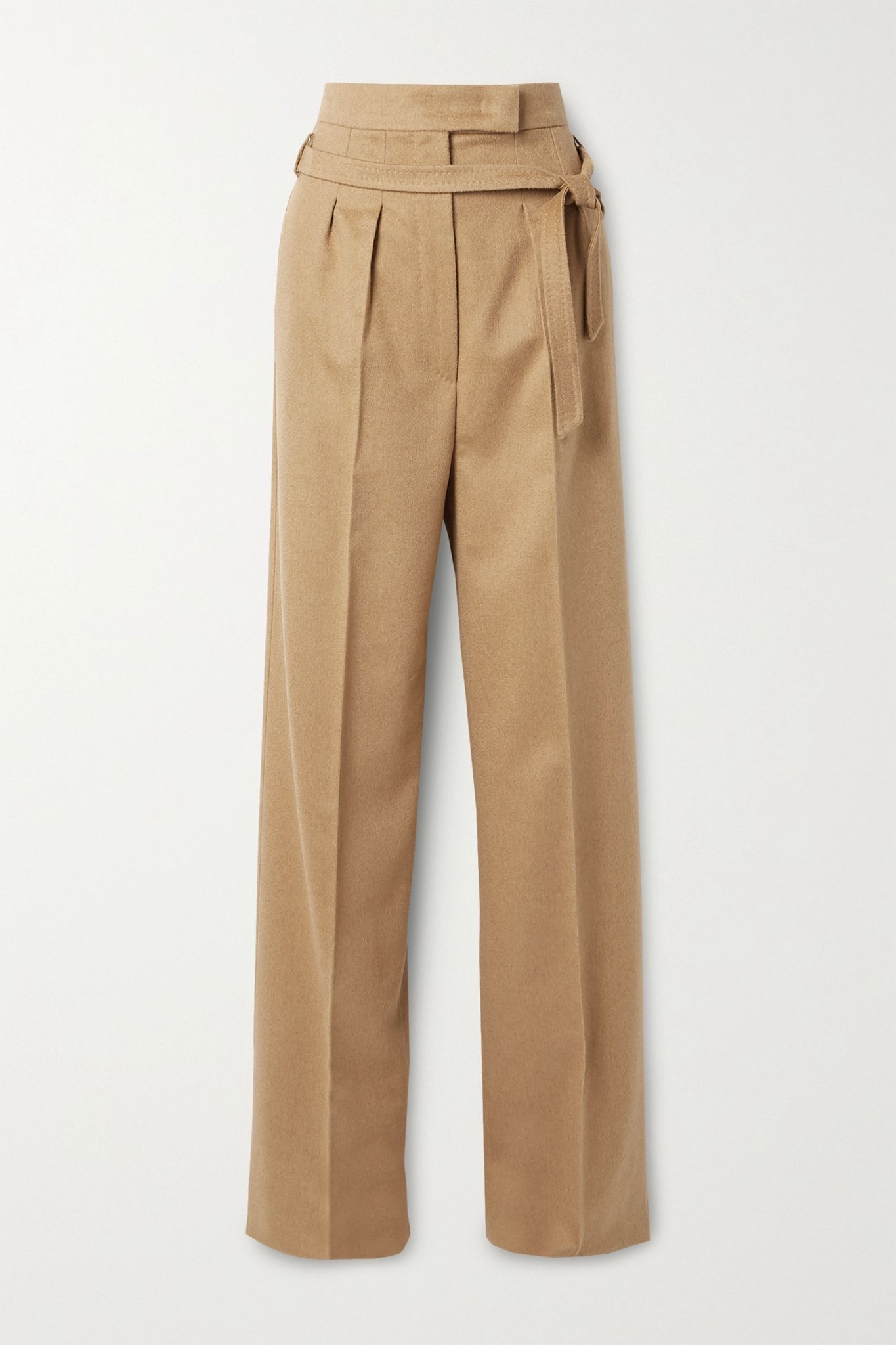 Break belted camel hair wide-leg pants - 1