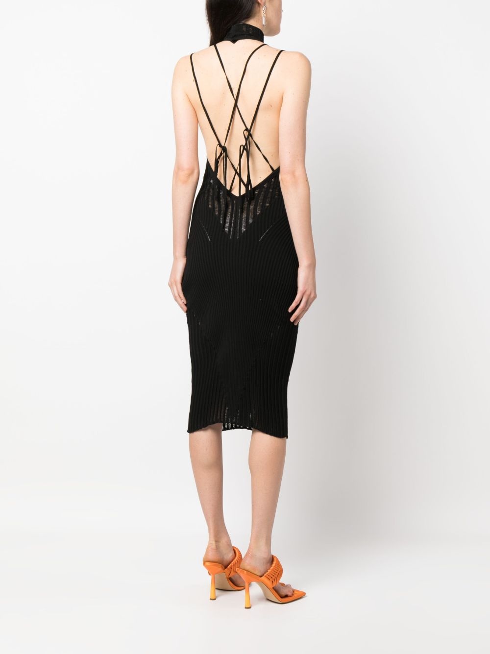 halterneck knitted midi dress - 4