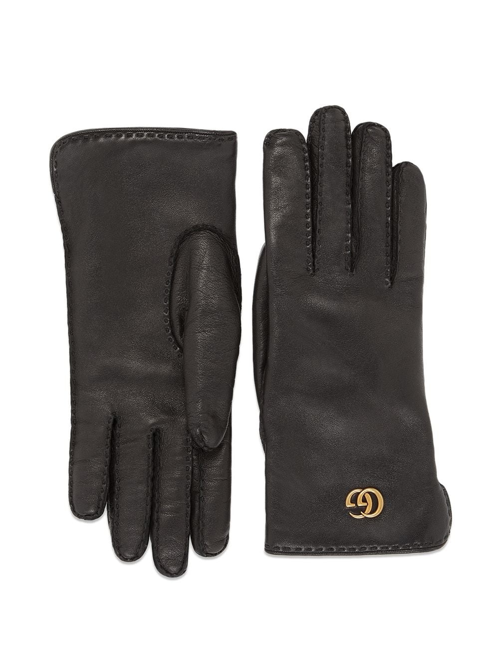 Leather gloves with Double G - 2