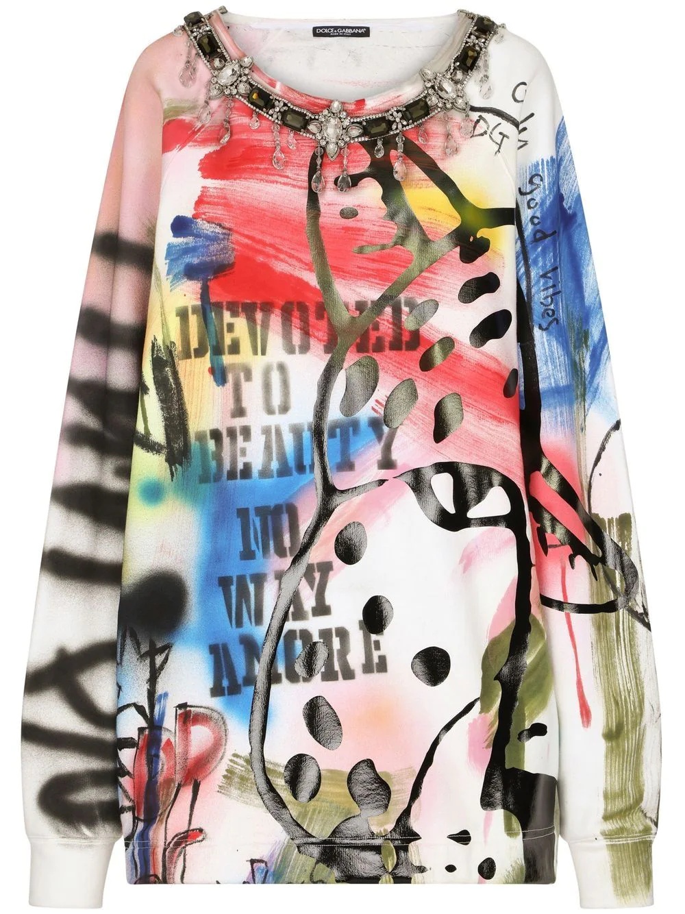 graffiti-print jumper dress - 1