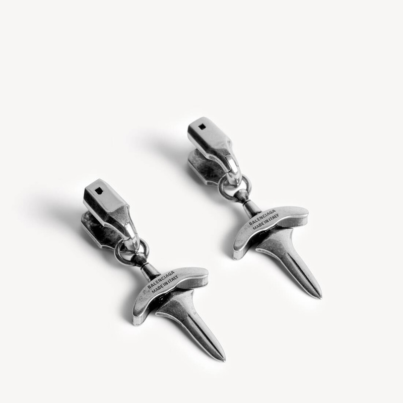 BALENCIAGA Men's Goth Drop Earrings in Antique Silver outlook