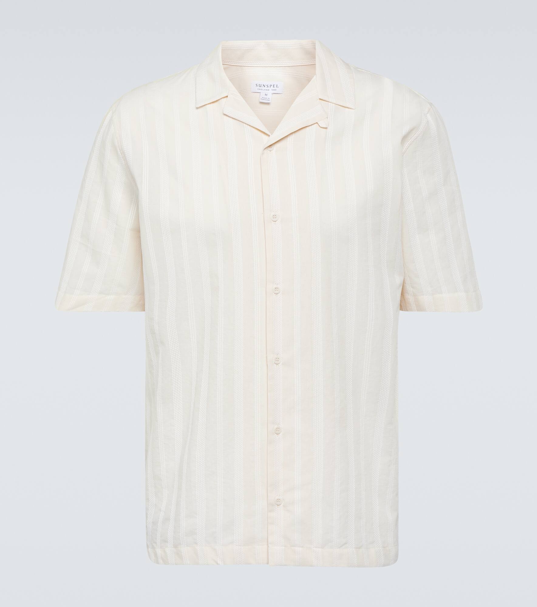 Embroidered striped cotton bowling shirt - 1