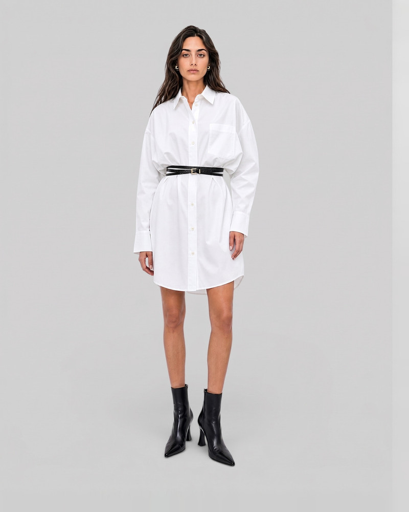 SHORT WHITE COTTON SHIRT DRESS 1