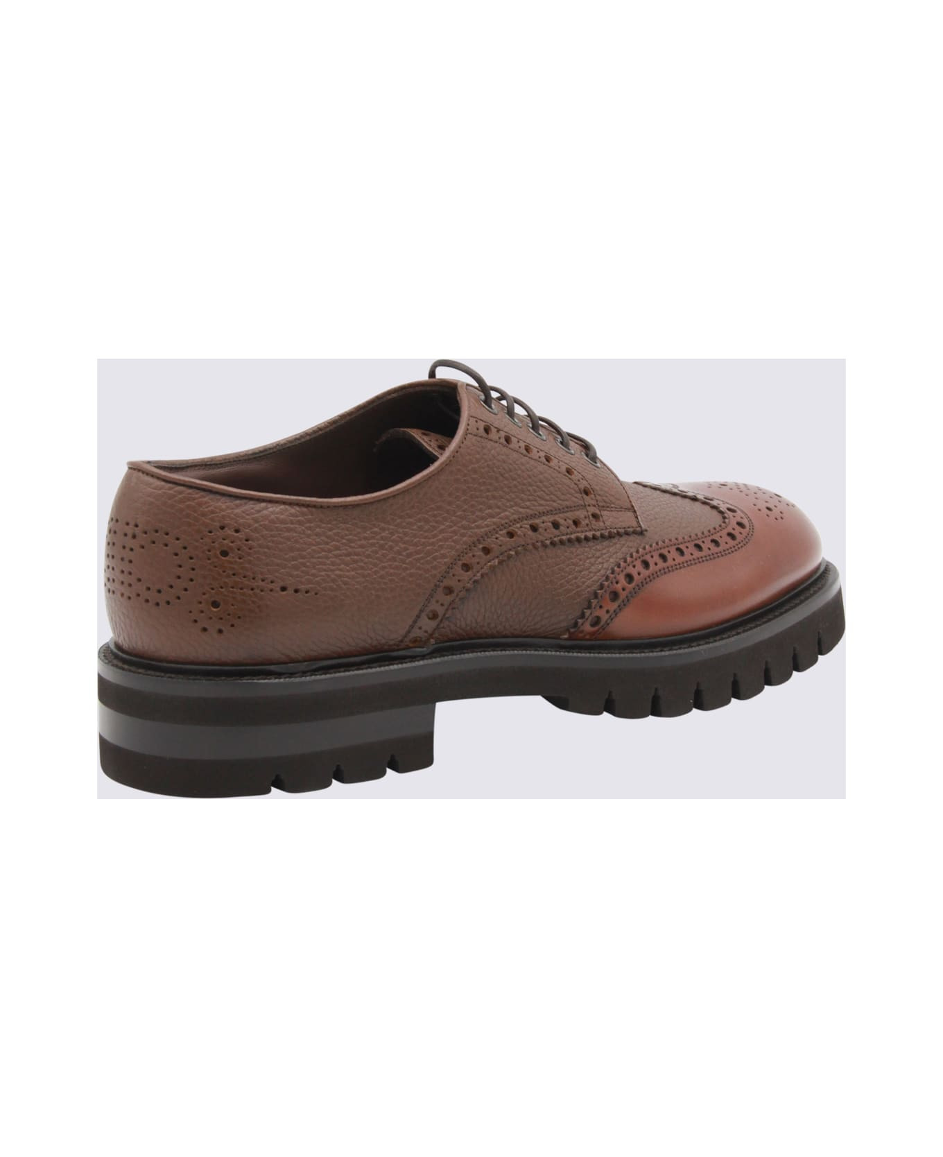 Brown Leather Lace Up Shoes - 3