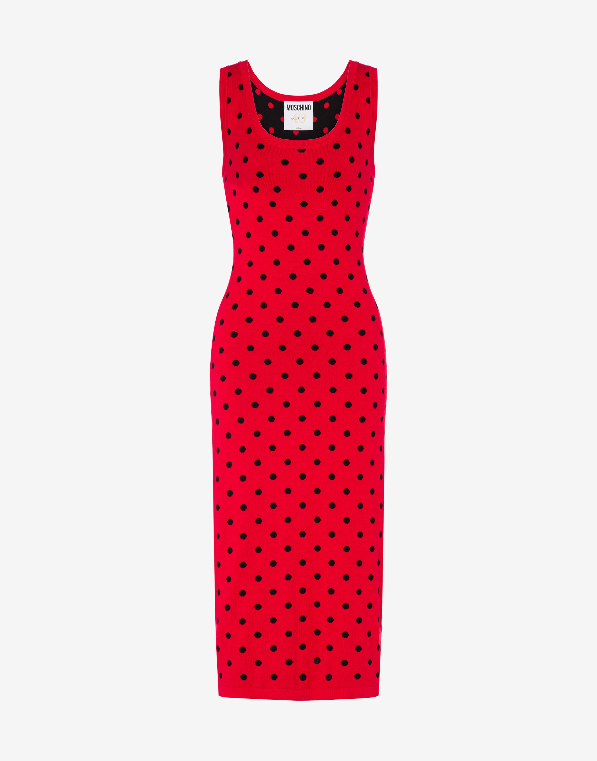 ALLOVER POLKA DOTS KNITTED DRESS - 1