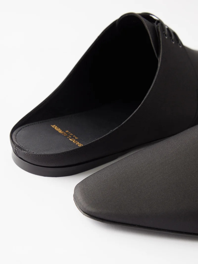 SAINT LAURENT Terence silk-shantung lace-up mules