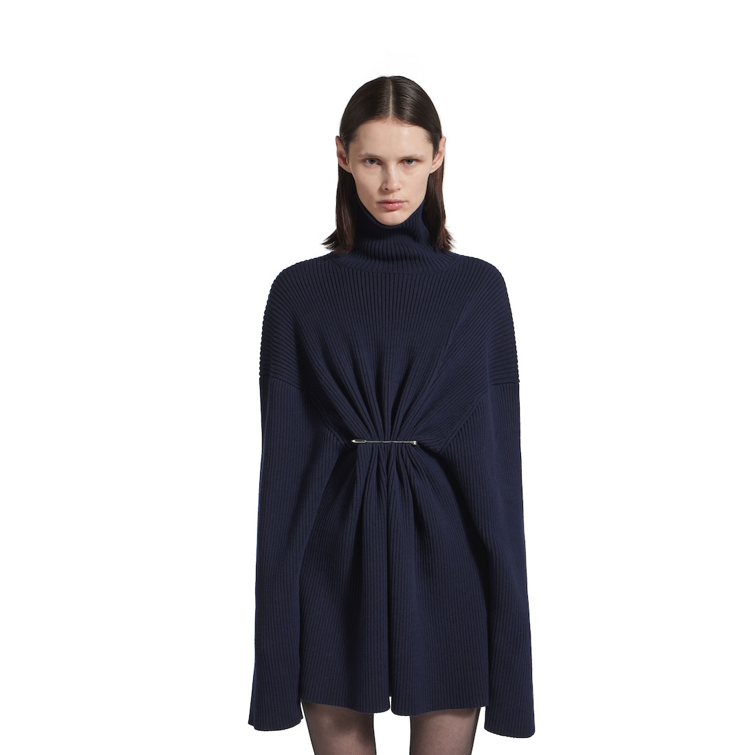 Women's Pinched Mini Dress in Navy - 5