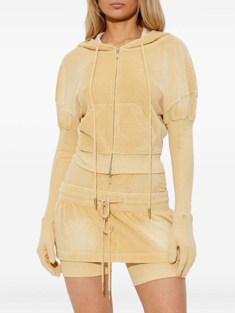Paris zip-fastening velvet hoodie 3