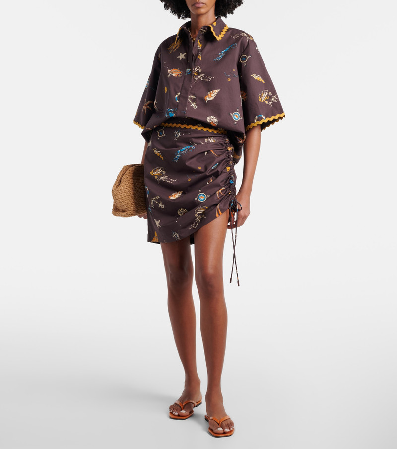 ALÉMAIS Printed ruched cotton miniskirt outlook