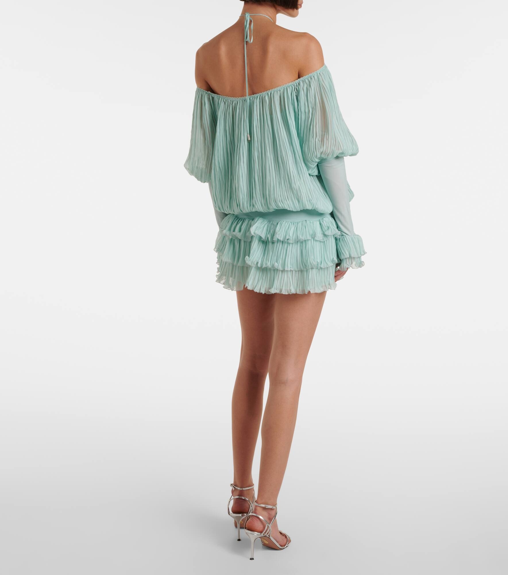 Plissé silk chiffon minidress - 3