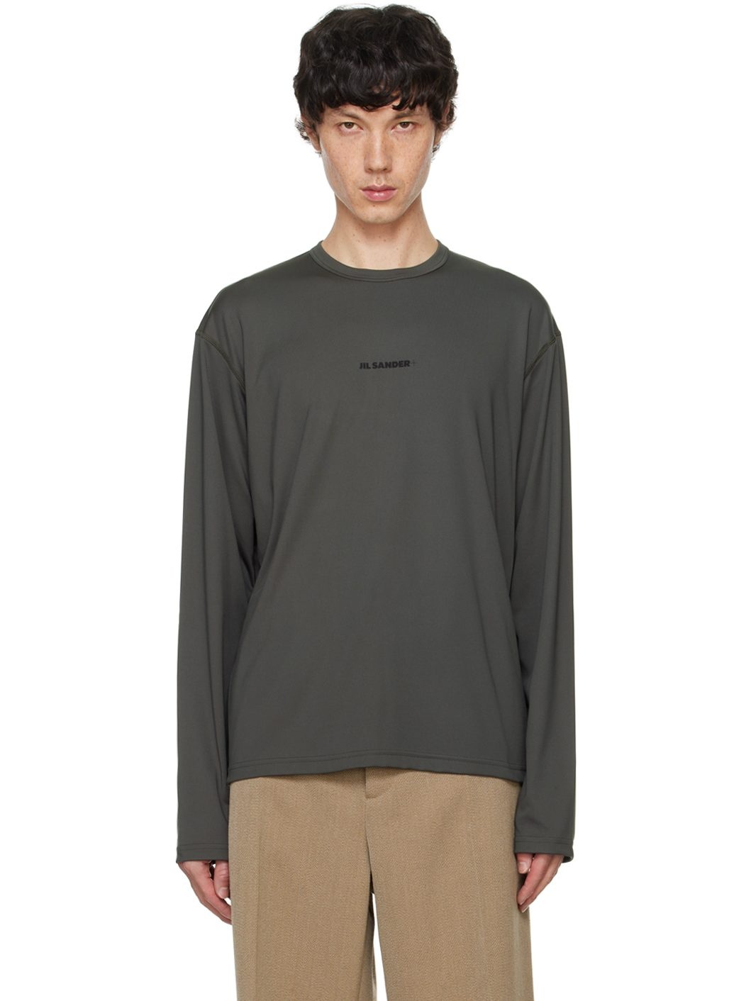 Green Printed-Logo Long Sleeve T-Shirt - 1