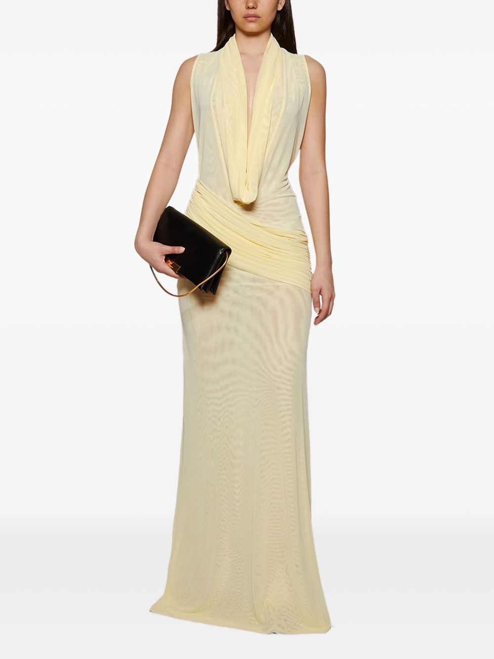 cowl-neck draped gown - 2