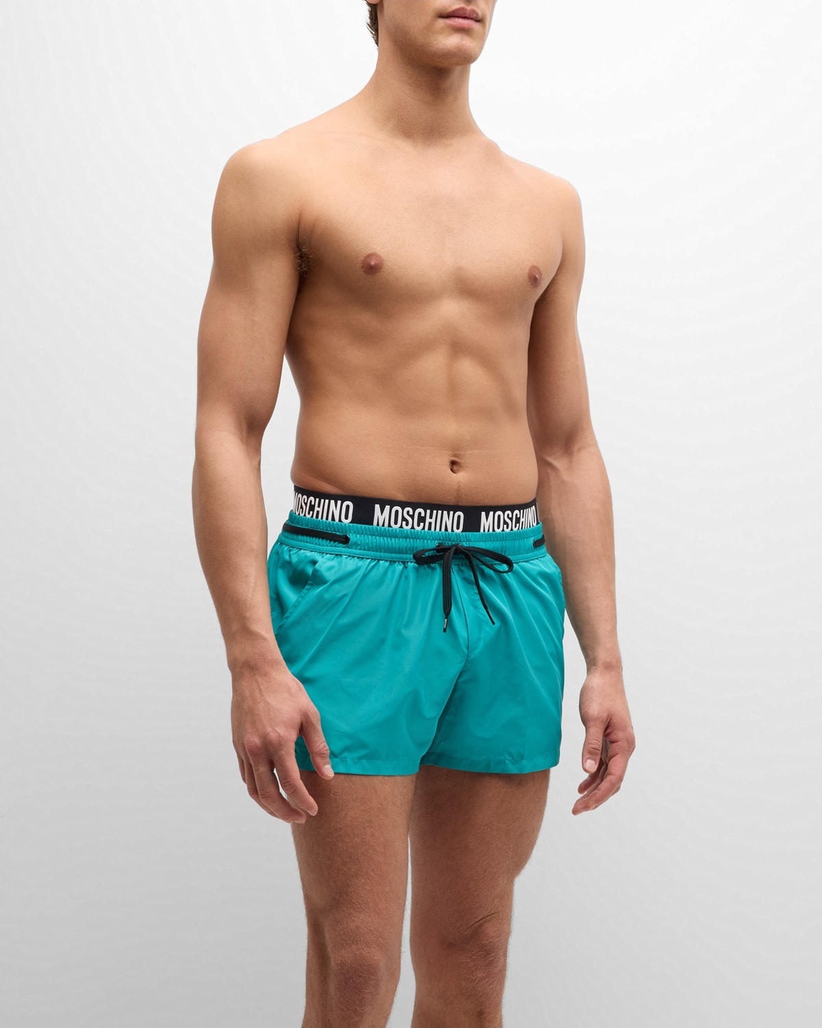 Men's Contrast Logo Waistband Swim Shorts - 3