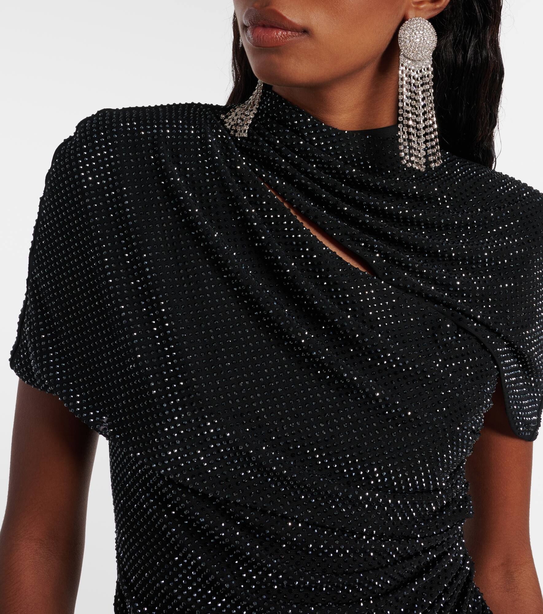 Draped embellished mesh top - 4
