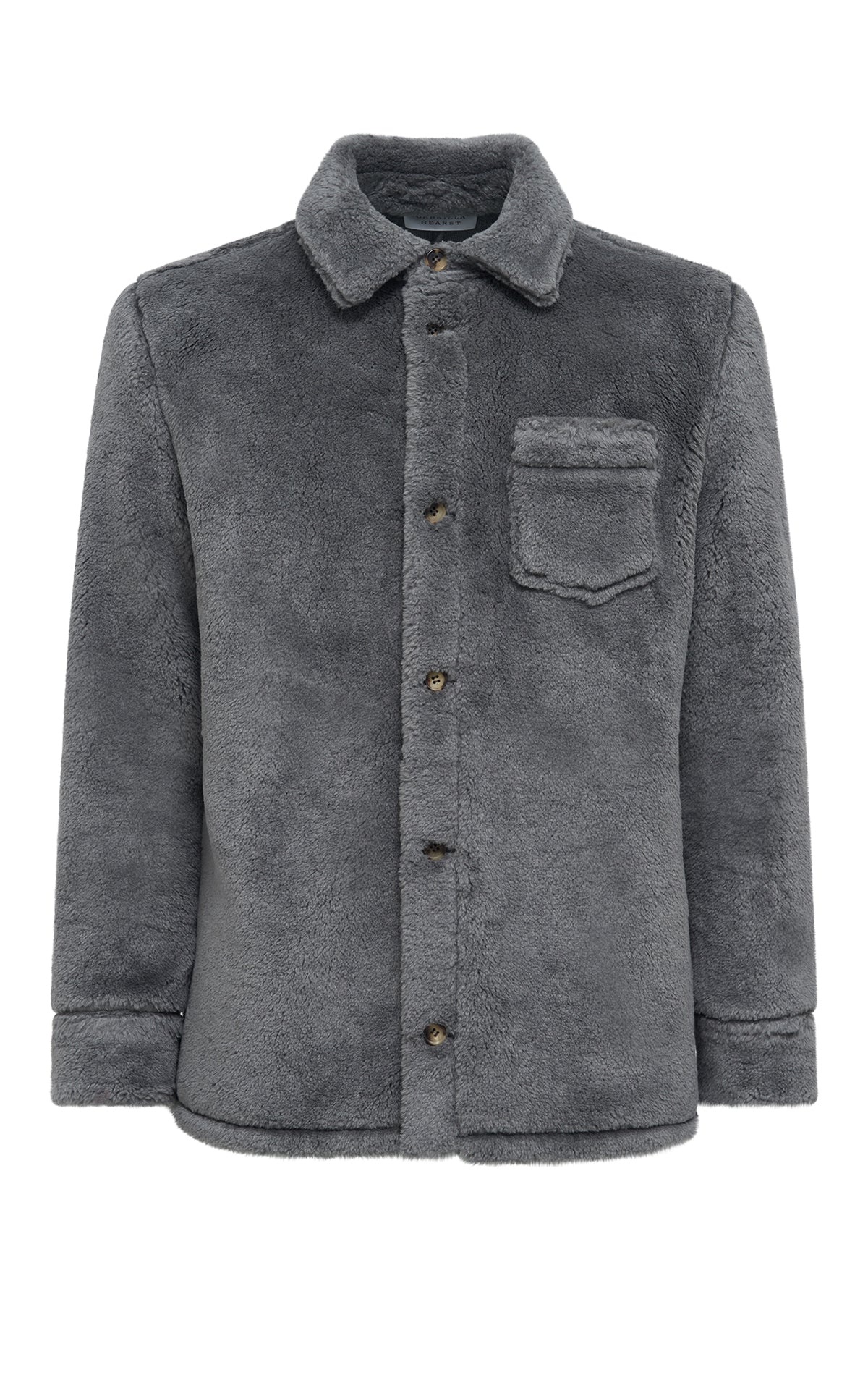 Drew Overshirt in Dark Grey Virgin Wool Silk Cashmere Fur - 1