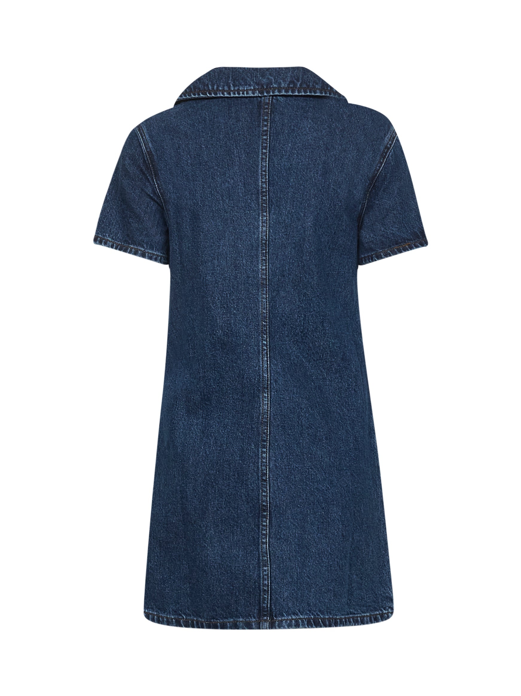 Blue denim gold bow mini dress - 2