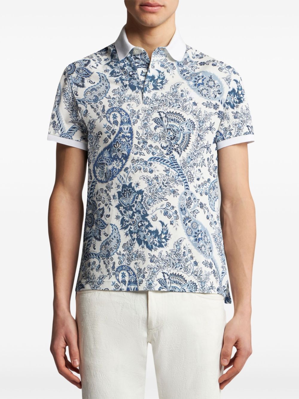 paisley-print cotton polo shirt - 2