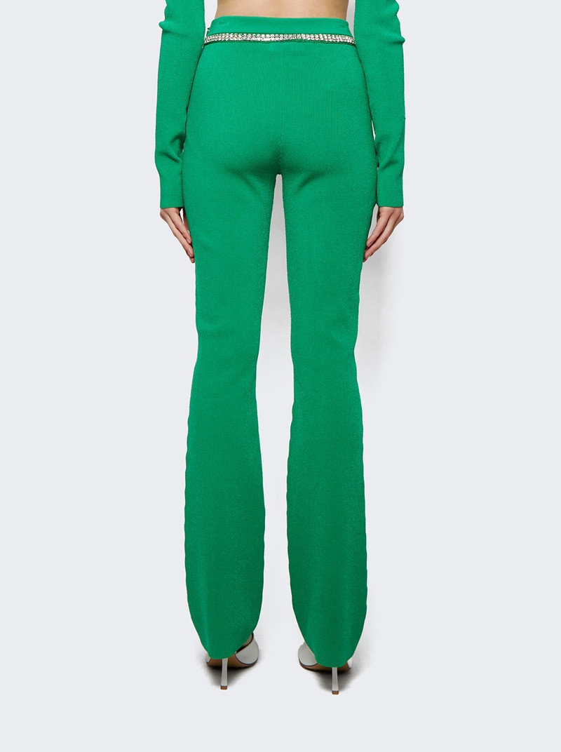 Embellished Knit Flared Trousers Green 5