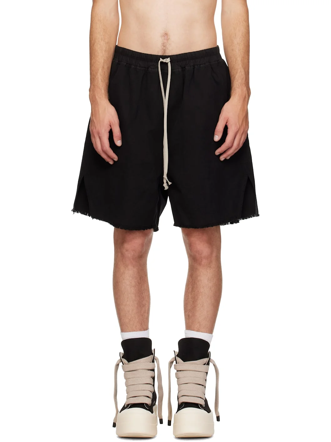 Black Tower Long Boxers Butt Zip Shorts - 1