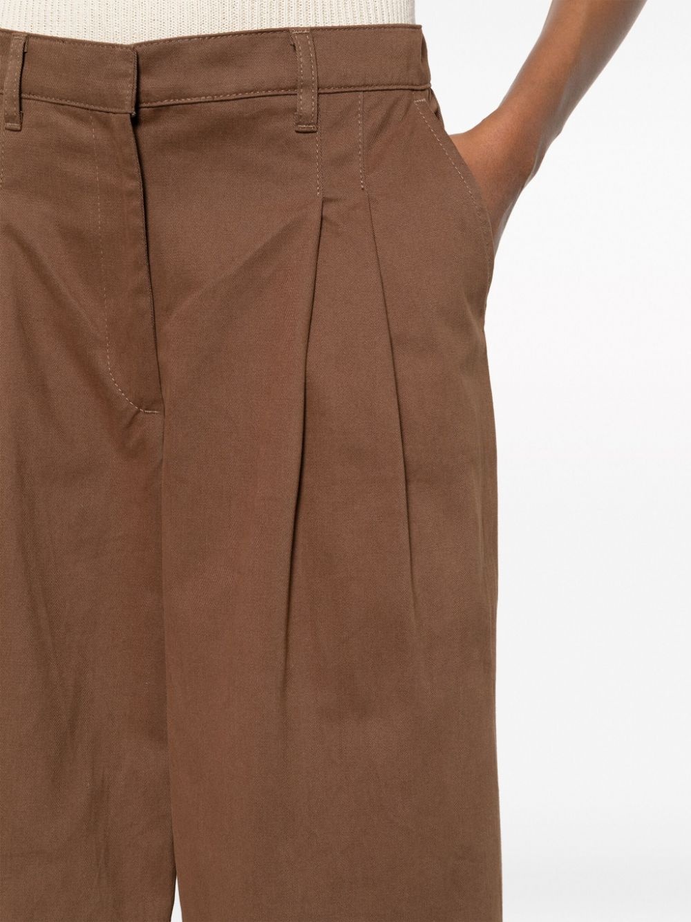wide-leg cotton trousers - 5