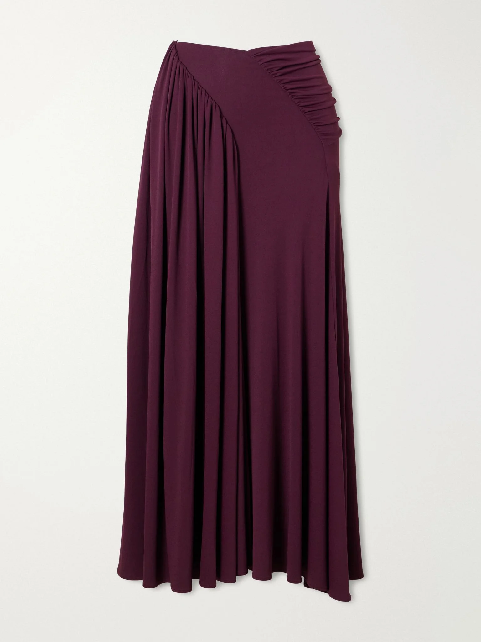 Gathered stretch-jersey midi skirt Burgundy - 1