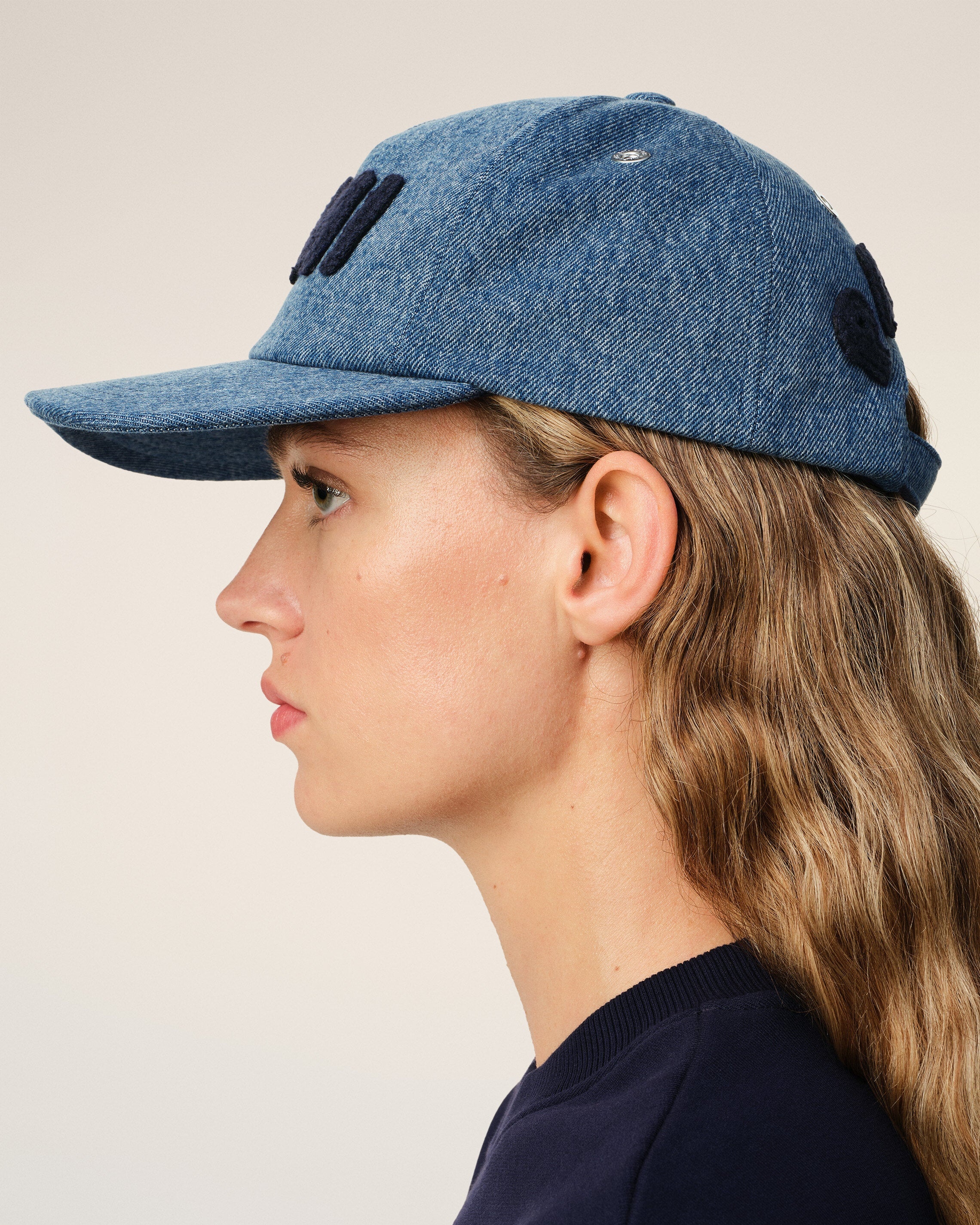 AMI Paris BLUE COTTON AMI PARIS PATCH TRUCKER CAP | REVERSIBLE