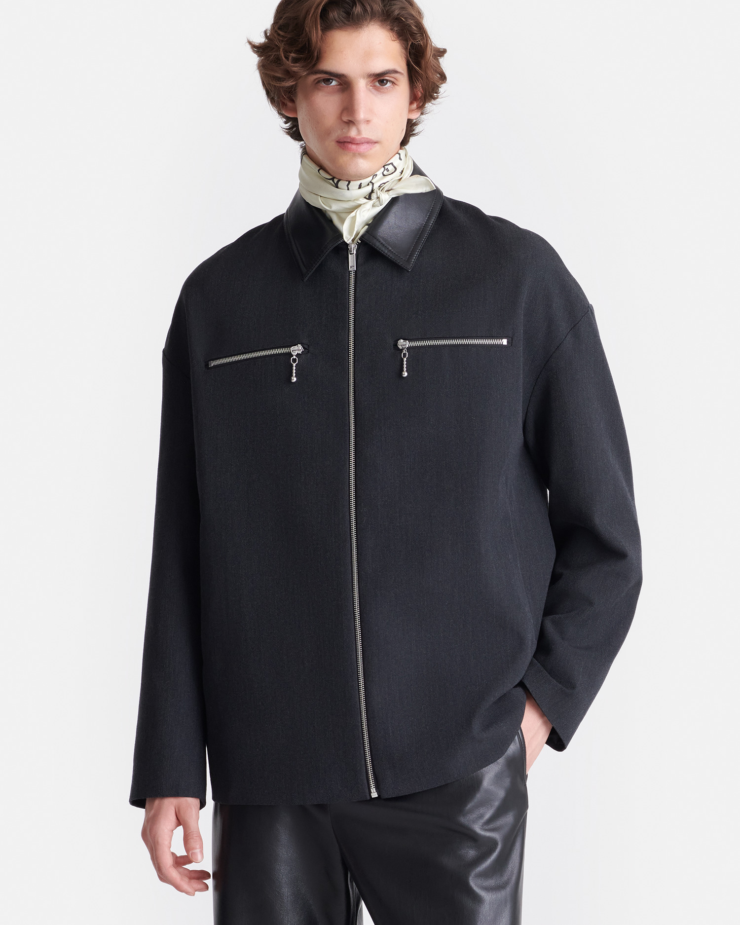 Wool Twill and Regenerated Leather Jacket - 2