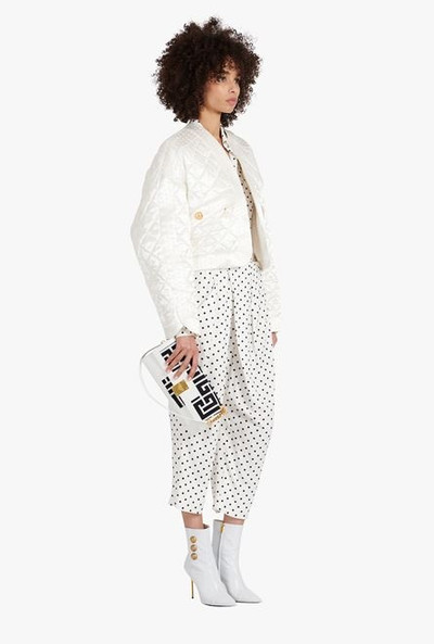 Balmain Bicolor jacquard 1945 clutch bag with white and black leather panel outlook