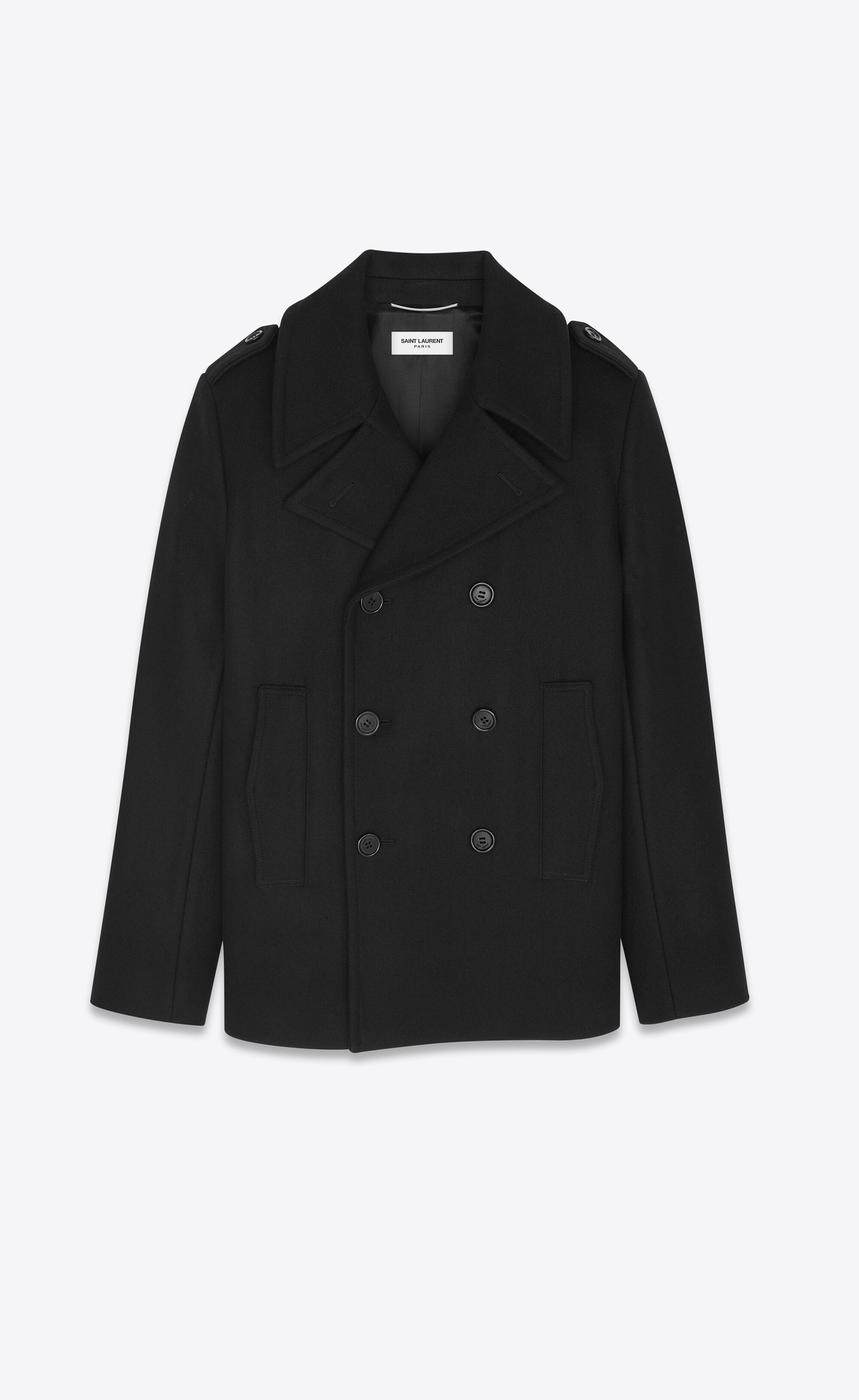 double-breasted peacoat in wool - 1