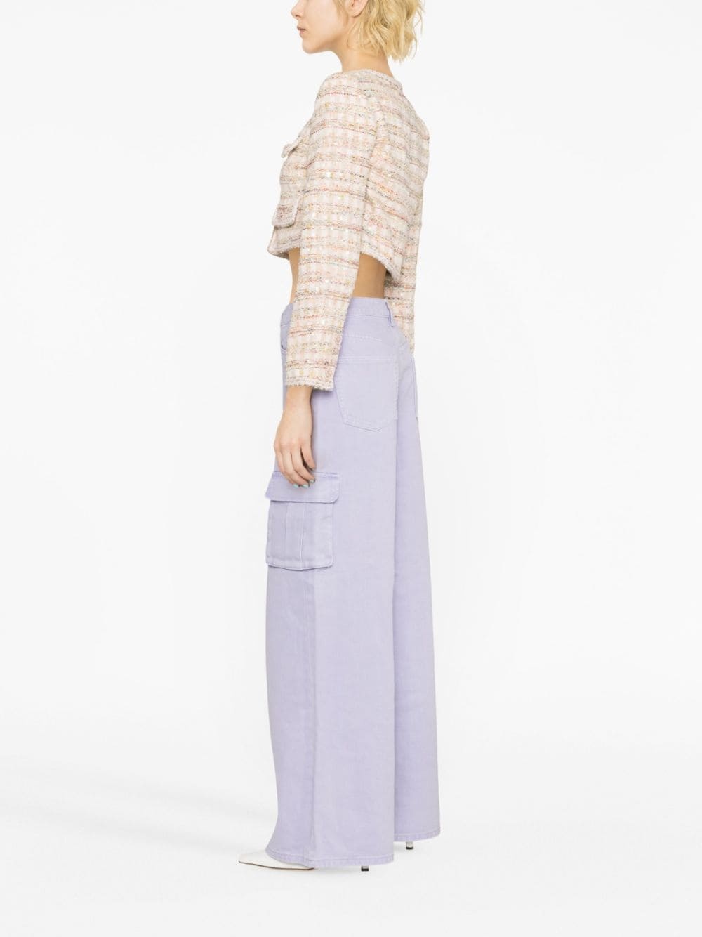 cropped bouclé jacket - 3
