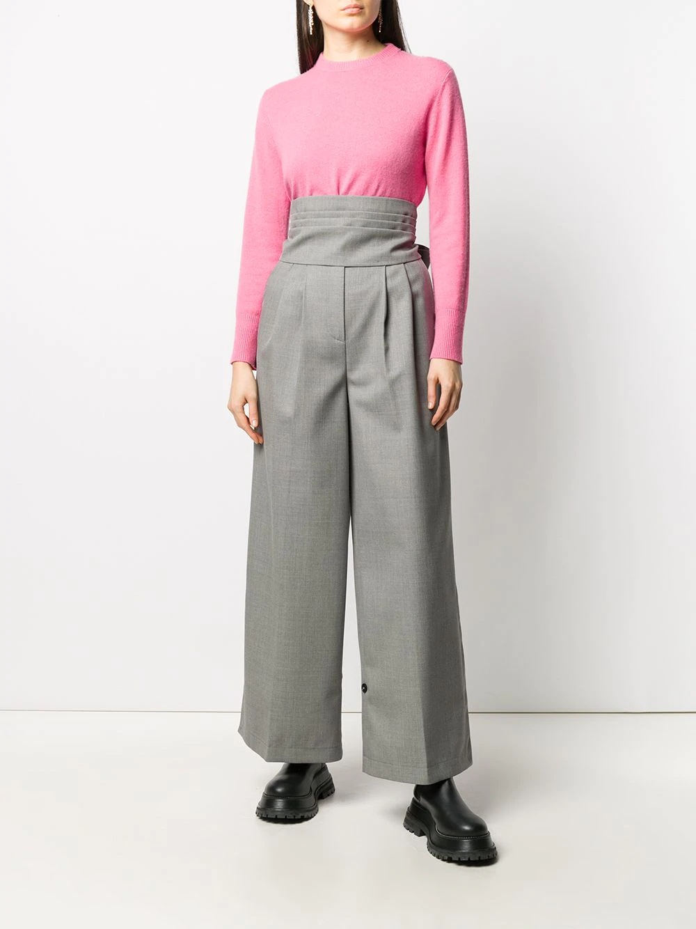 high-waisted pleated trousers - 6