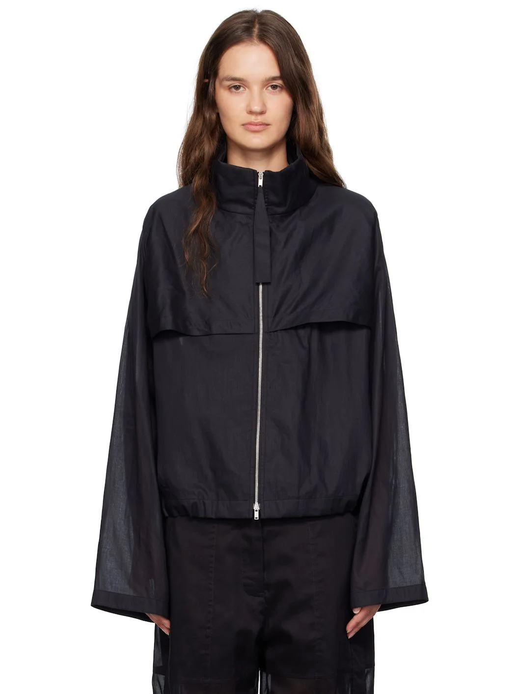 Black Cotton Muslin Jacket - 1