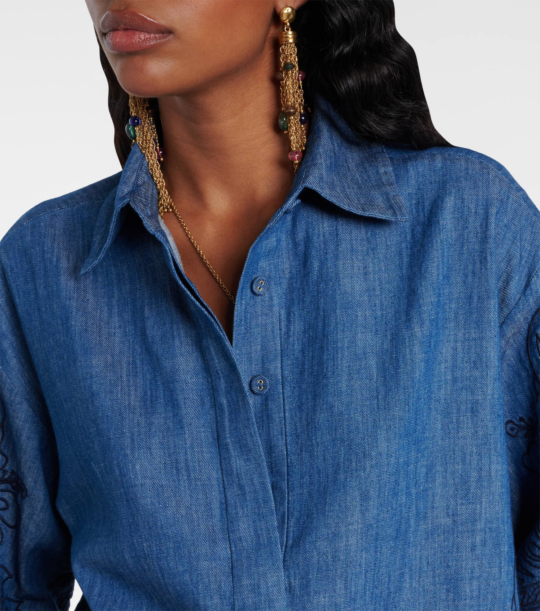 Coco embroidered denim shirt - 4