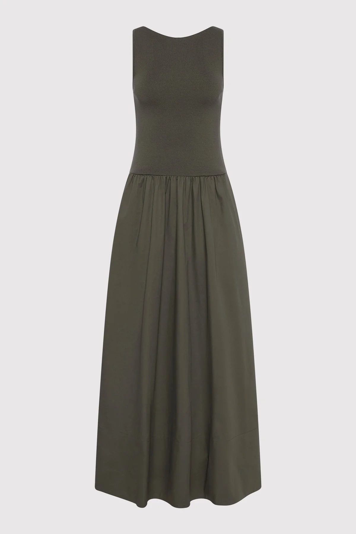 Bateau Cut Out Dress - Khaki - 1