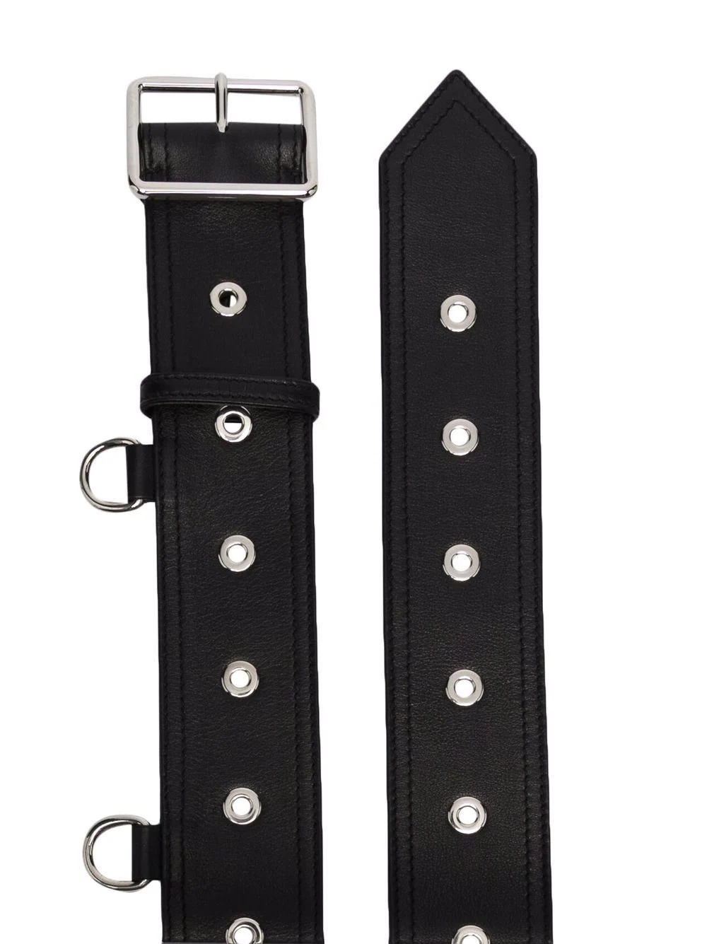 eyelet-embellished leather belt - 2