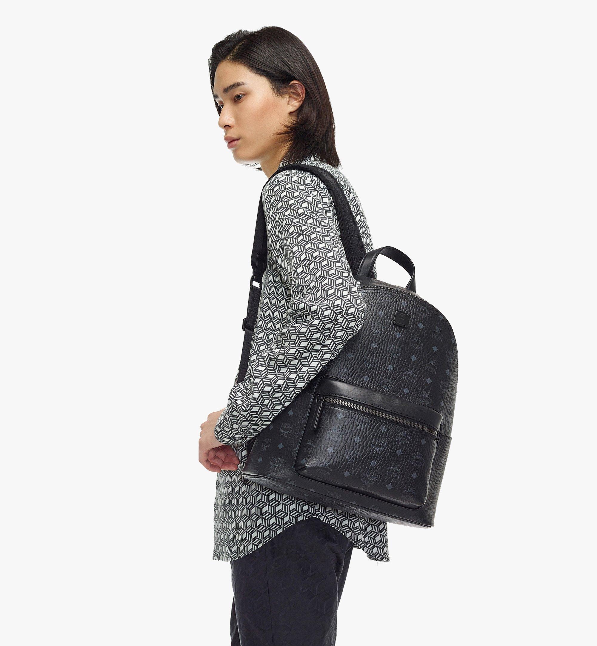 Mcm Brandenburg Backpack In Cubic Jacquard Nylon In Black