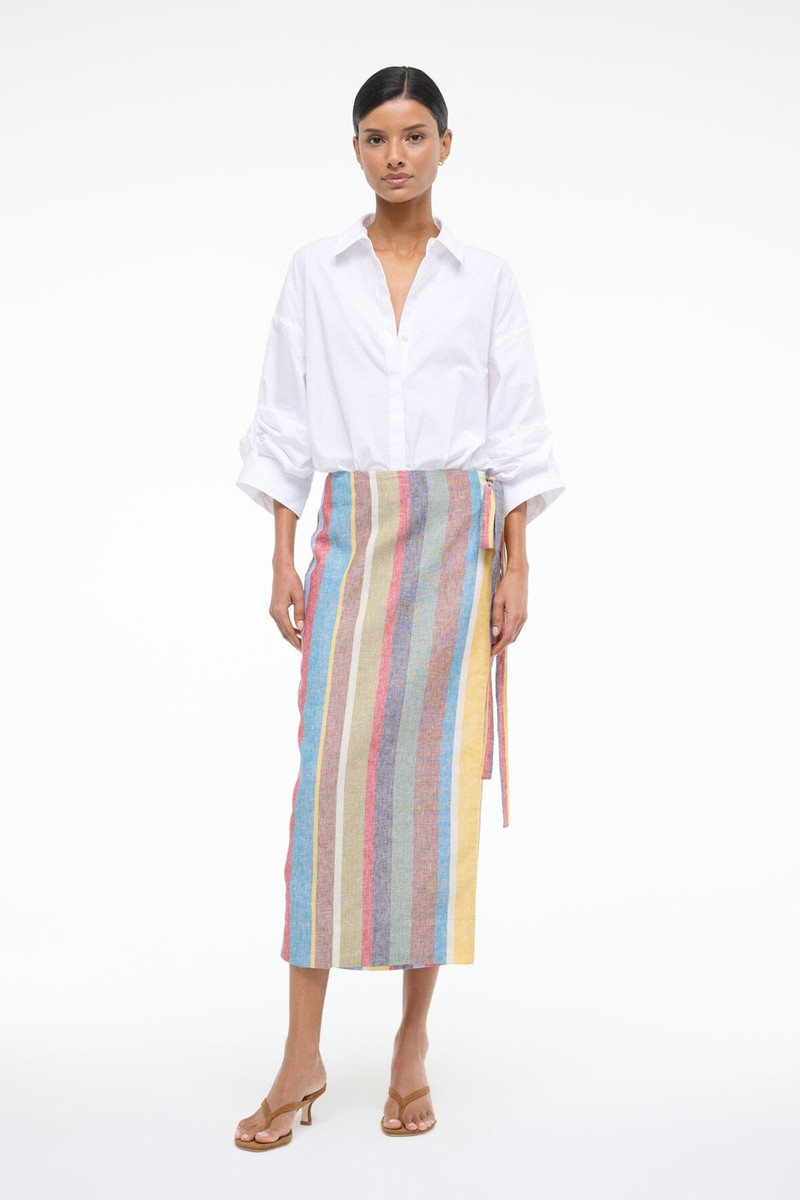 STAUD STAUD KAITLIN LINEN SKIRT MARKET STRIPE outlook