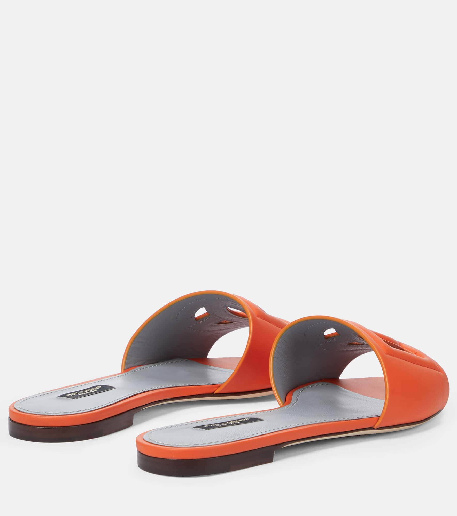 Logo cutout leather slides - 3