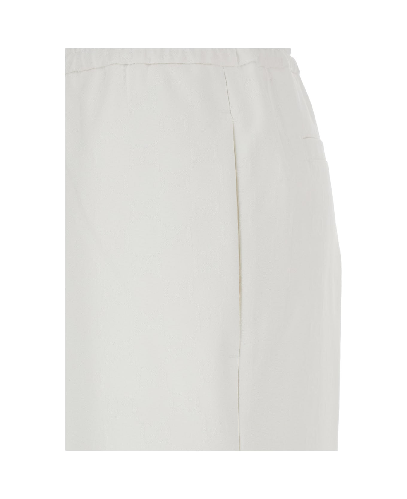 White Pants With Elastic Drawstring Waist In Tech Fabric Woman - 3