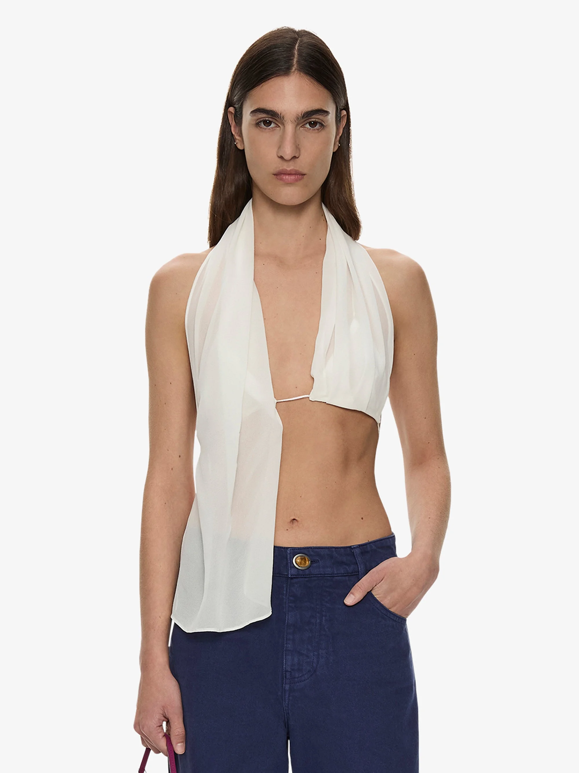 Silk Scarf Chain Bra Top - 1