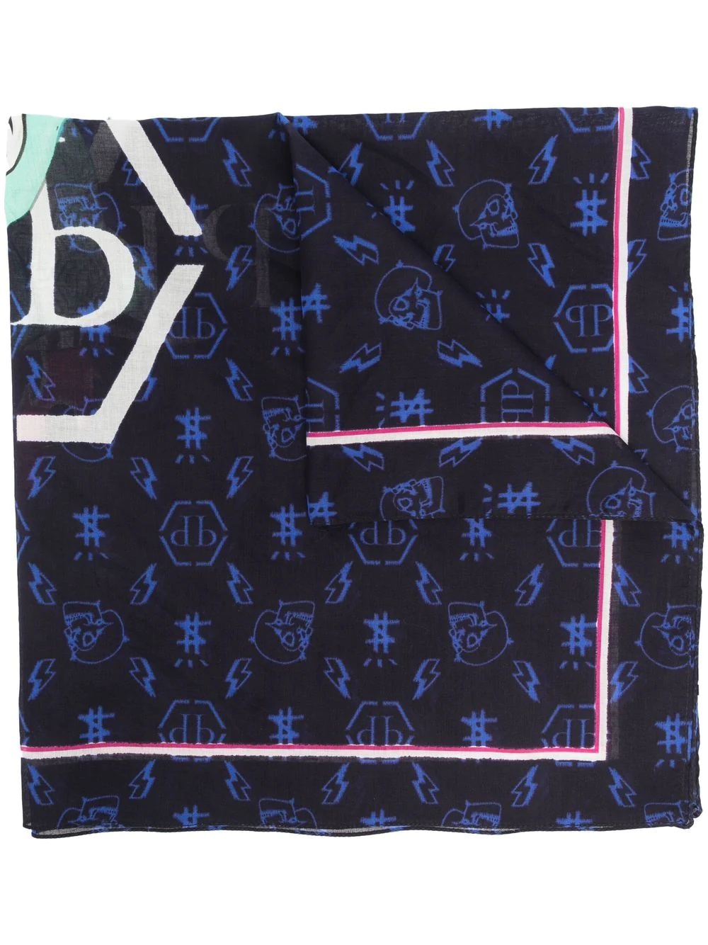 logo-print monogram scarf - 1