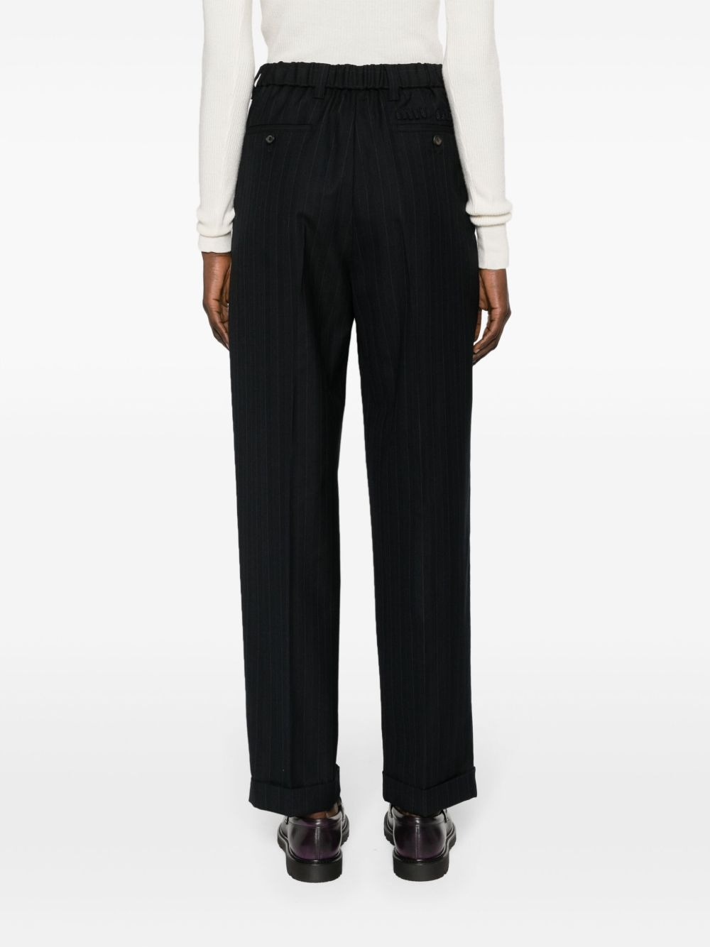 high-waisted pinstripe tailored trousers - 4